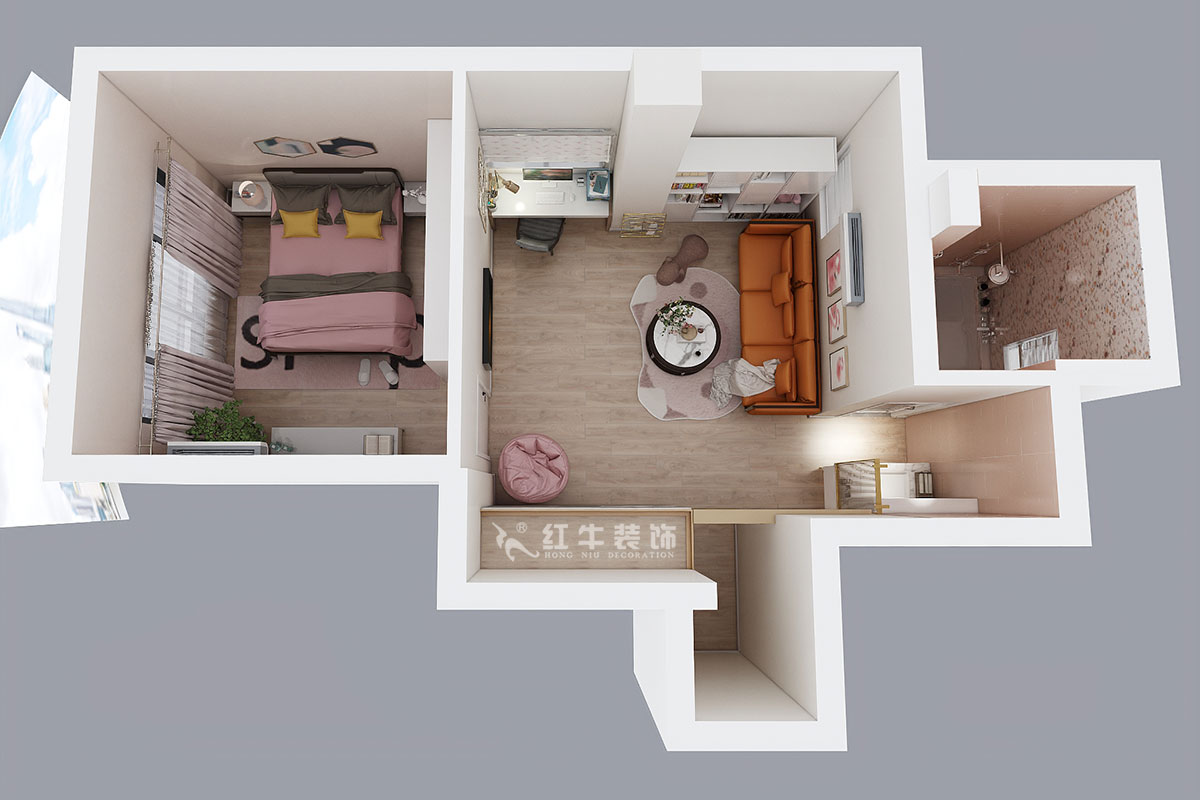 蔣?。魅A龍樾2-6-312-106㎡-簡約風(fēng)格｜小復(fù)式｜2室2廳2衛(wèi)｜二新房裝修｜成品家￥162999｜全包15萬｜00_08二樓鳥瞰圖