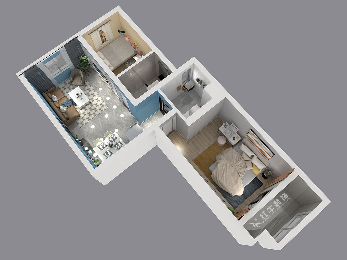 朱明琪｜御道嘉庭8-110-82㎡-現(xiàn)代簡(jiǎn)約風(fēng)格｜2室2廳1衛(wèi)｜新房裝修｜定制家￥123516｜全包12萬(wàn)｜00_04鳥(niǎo)瞰圖