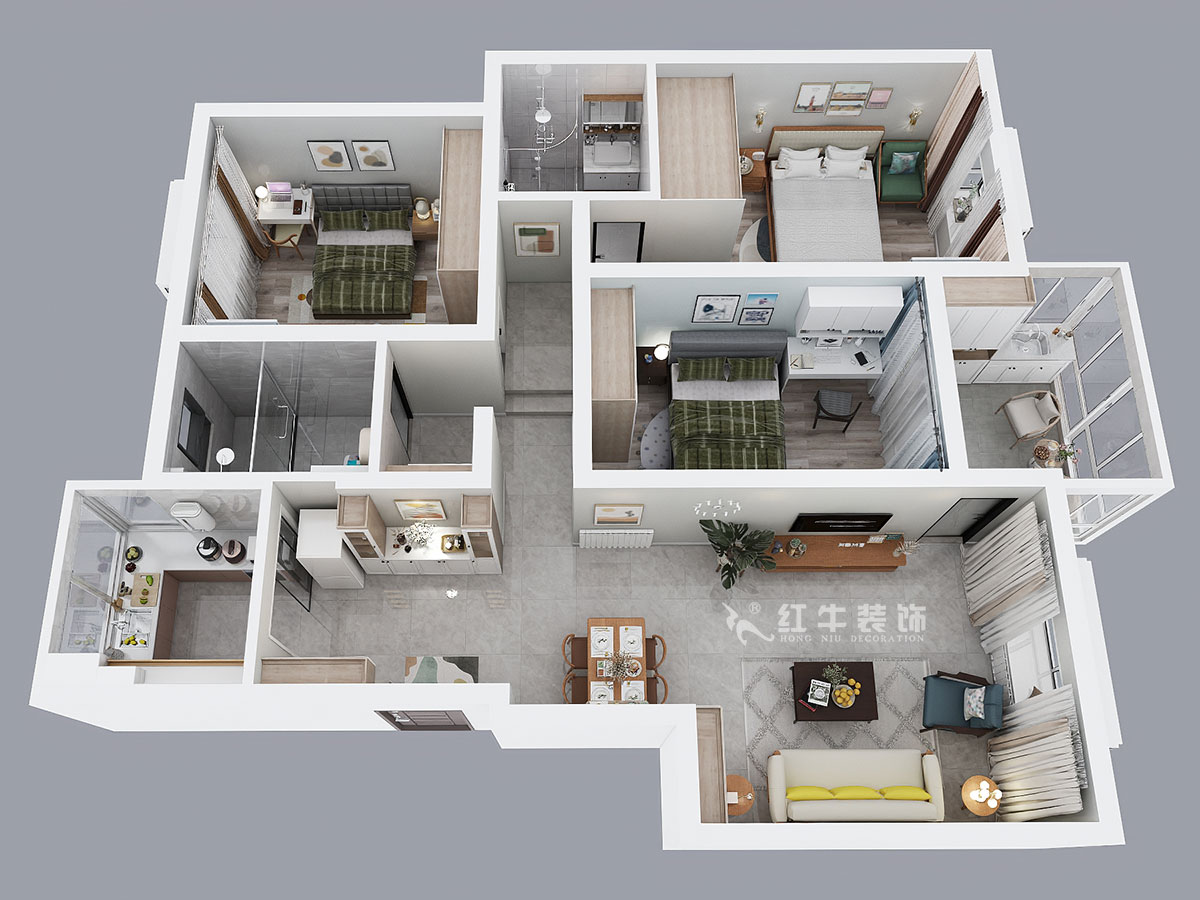 魏明花｜水秀花園15-701-128㎡-現(xiàn)代簡(jiǎn)約風(fēng)格｜3室2廳2衛(wèi)｜二手房裝修｜定制家￥176904｜全包17