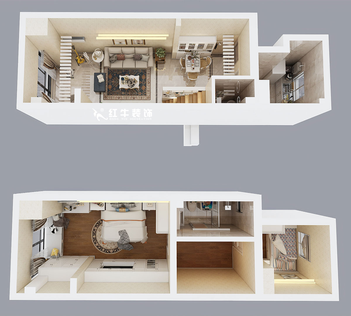 朱彥｜萬(wàn)科金色里程8-706-70㎡-簡(jiǎn)歐風(fēng)格｜復(fù)式35+35㎡｜2室2廳1衛(wèi)｜定制家￥120000｜全包12萬(wàn)｜00_06鳥瞰圖