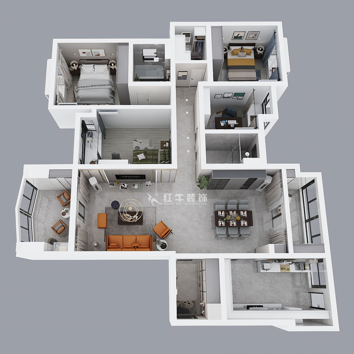 吳波｜雅居樂濱江國際2-2-1706-178㎡-現(xiàn)代風(fēng)格｜大戶型平層｜4室2廳2衛(wèi)｜新房裝修｜定制家￥206091｜全包20