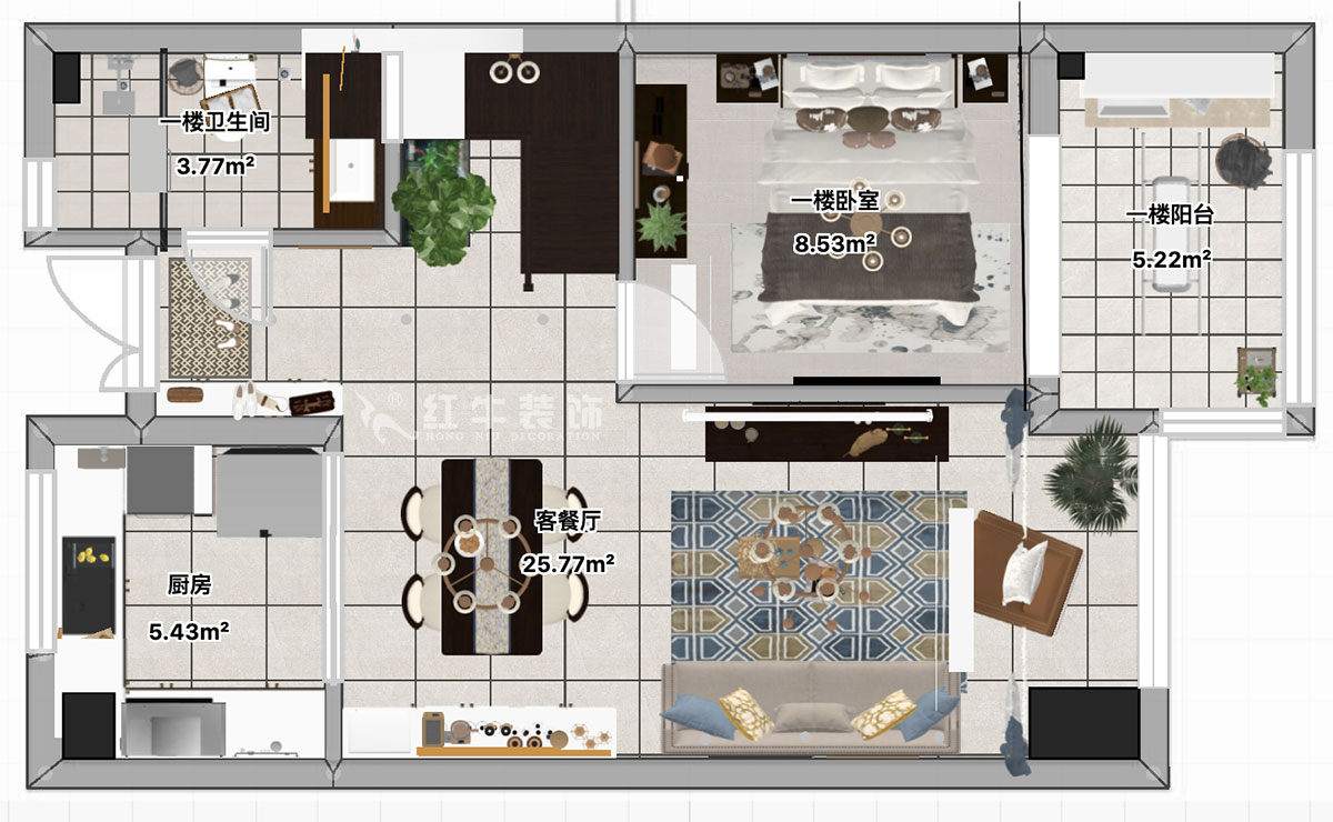 顧娟｜仙林首望城5-1102-120㎡-簡(jiǎn)美風(fēng)格｜3室2廳2衛(wèi)｜新房裝修｜定制家￥168000｜全包18萬｜00_04一樓平面彩圖
