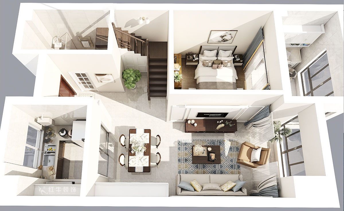 顧娟｜仙林首望城5-1102-120㎡-簡(jiǎn)美風(fēng)格｜3室2廳2衛(wèi)｜新房裝修｜定制家￥168000｜全包18萬｜00_05一樓鳥瞰圖