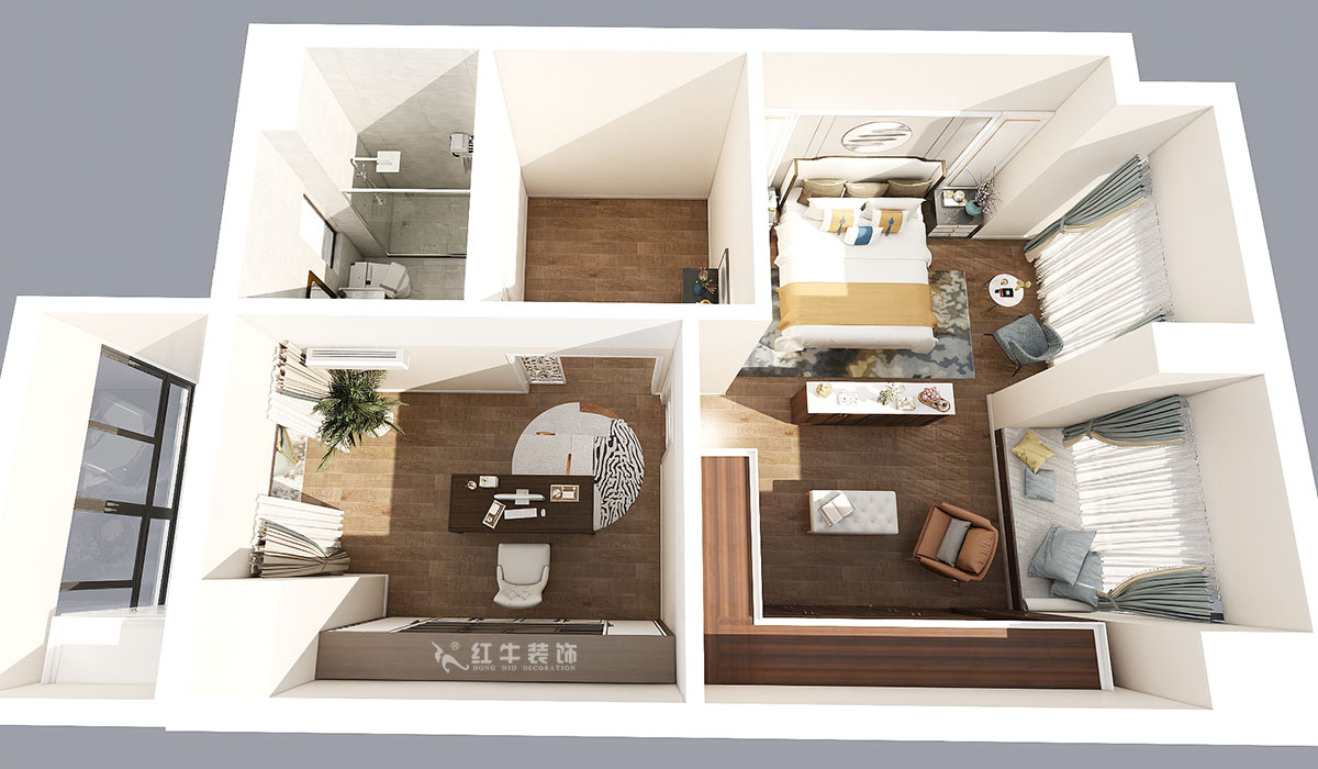 顧娟｜仙林首望城5-1102-120㎡-簡(jiǎn)美風(fēng)格｜3室2廳2衛(wèi)｜新房裝修｜定制家￥168000｜全包18萬｜00_10二樓鳥瞰圖