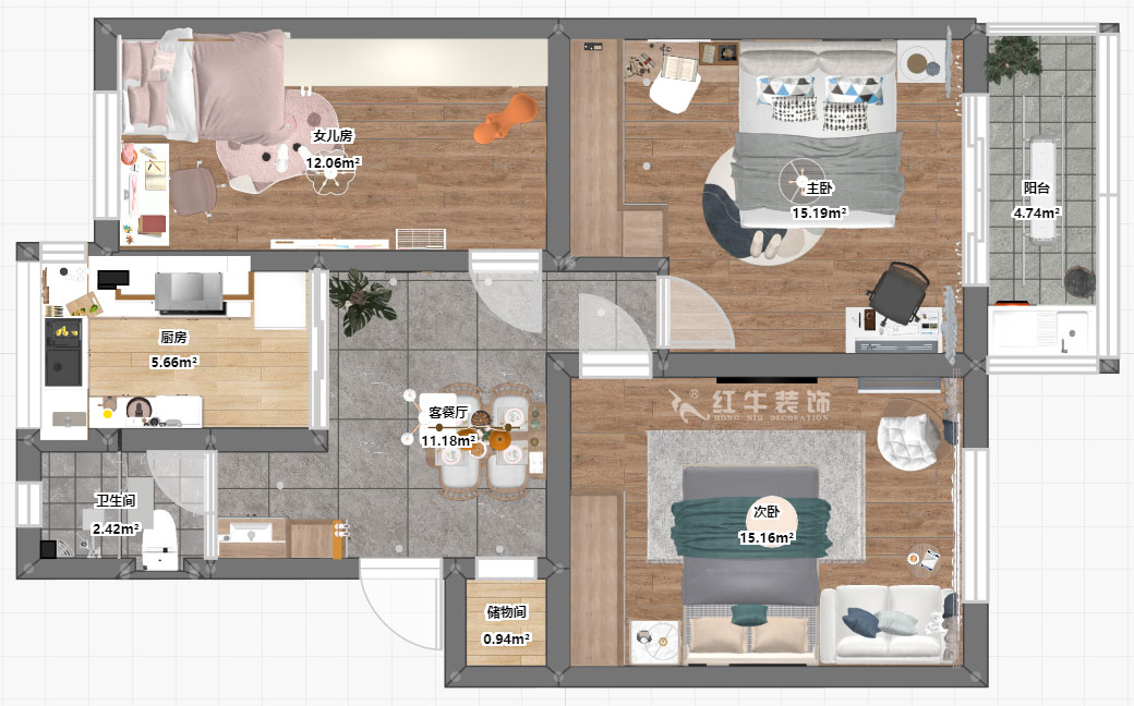 劉曉芳｜小火瓦巷45號1-501-84㎡-現(xiàn)代風格｜3室2廳1衛(wèi)｜老房裝修｜定制家￥127000｜全包12