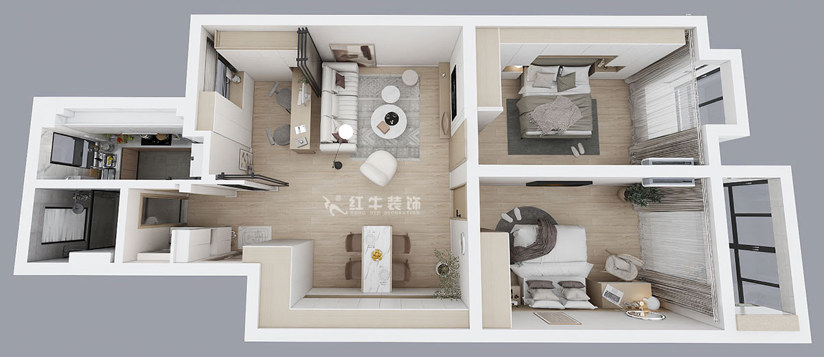 顧娟｜愛達(dá)花園紫藤園6-18-401-96㎡-北歐風(fēng)格｜3室2廳1衛(wèi)｜舊房裝修｜定制家￥121200｜全包12