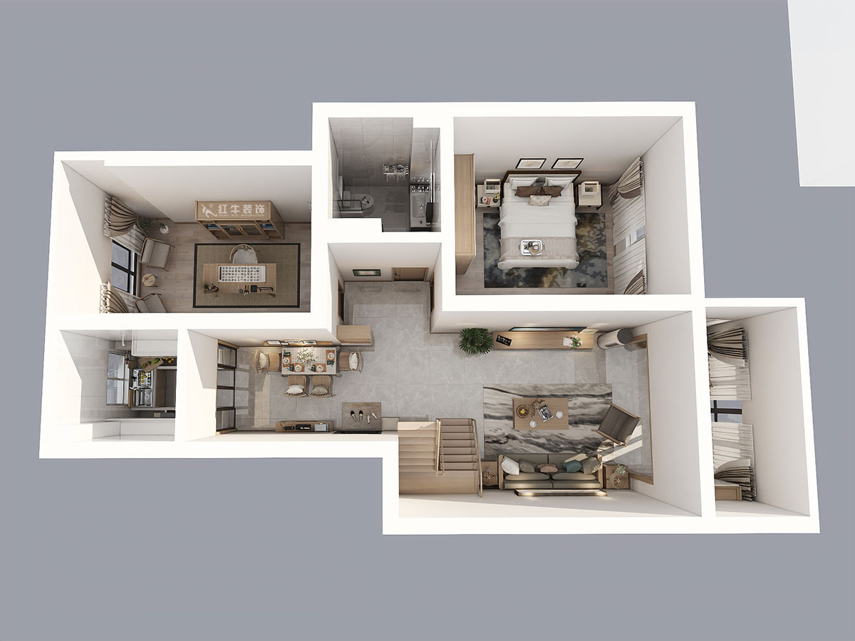 吳波｜錢塘望景20-2-505-140㎡-現代風格｜4室2廳2衛(wèi)｜舊房裝修｜定制家￥171024｜全包17