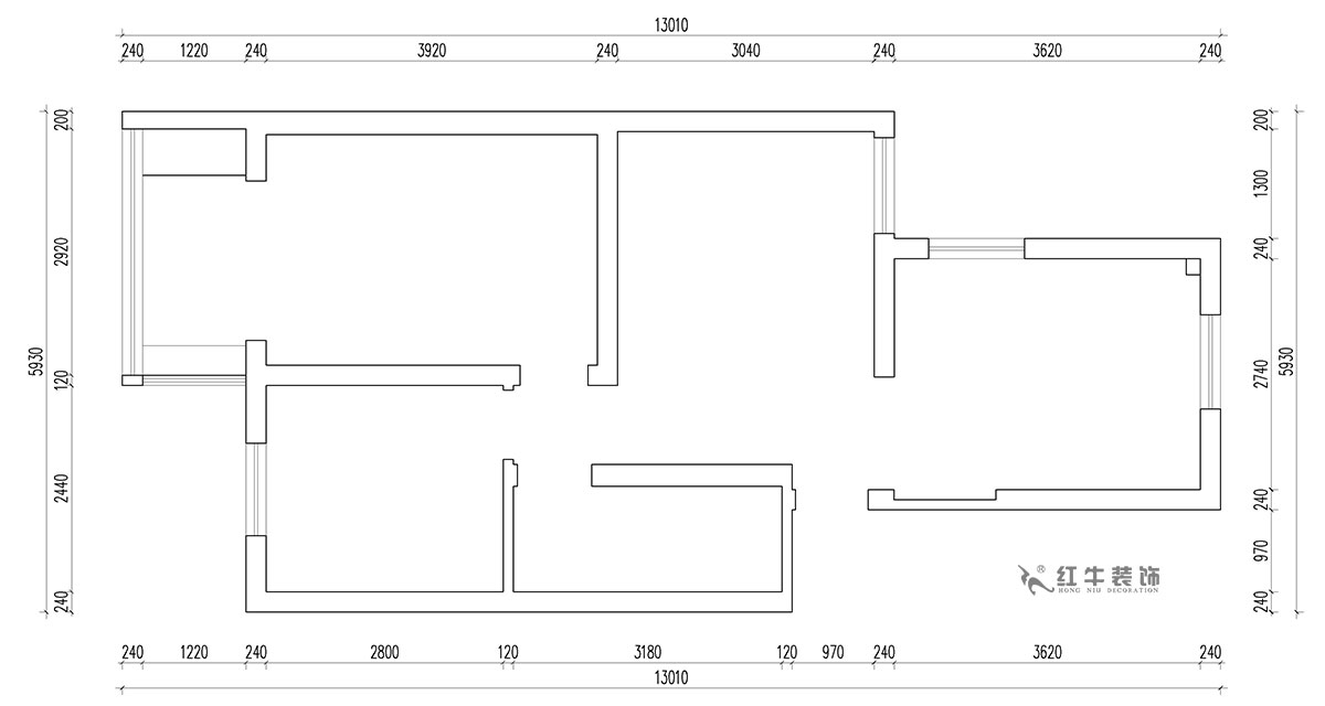 朱明琪｜富康新村8-204-63㎡-北歐原木風(fēng)格｜2室2廳1衛(wèi)｜老房翻新｜定制家￥112770｜全包11萬(wàn)｜00_01原始結(jié)構(gòu)圖