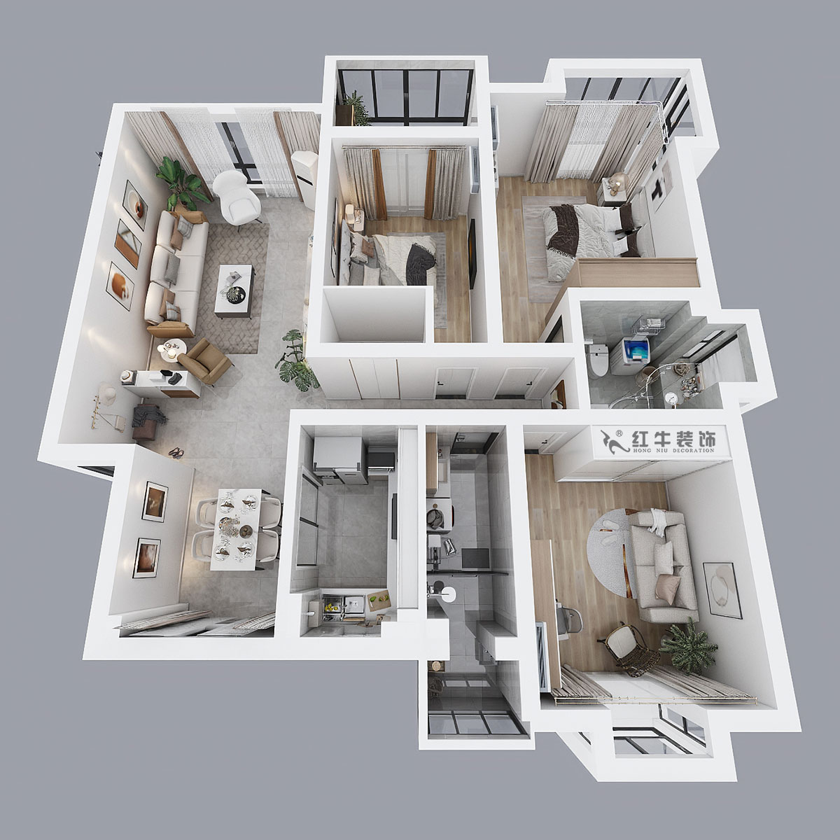 吳波｜仁恒翠竹園33-504-138㎡-現(xiàn)代風(fēng)格｜3室2廳2衛(wèi)｜新房裝修｜定制家￥155631｜全包15