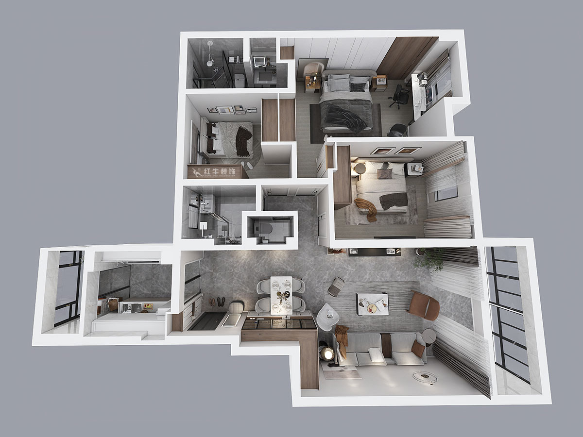 劉小勇｜武夷商城2-401-138㎡-現(xiàn)代風(fēng)格｜3室2廳2衛(wèi)｜老房裝修｜定制家￥180000｜全包18