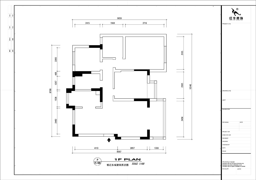 【實(shí)景案例】魏明花｜銀億東城-95㎡-極簡主義風(fēng)格｜3室2廳1衛(wèi)｜老精裝修改造｜定制家｜全包14萬｜00_01銀億東城19街區(qū)建筑原況圖