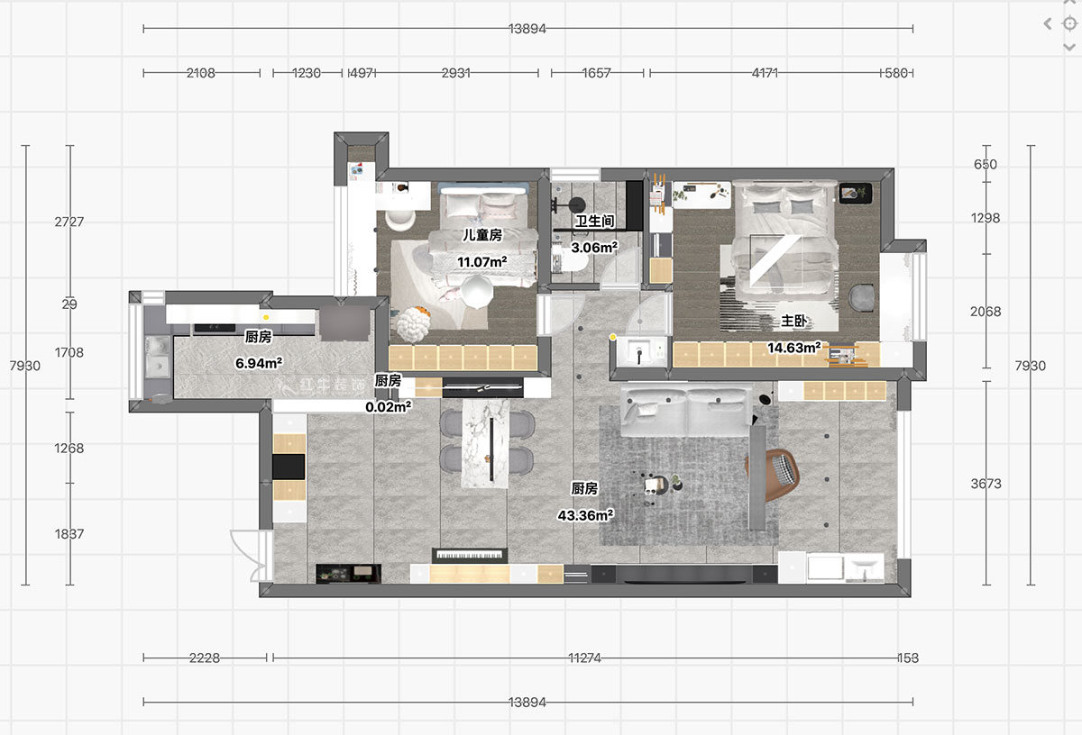 顧娟｜中海塞納麗舍東苑9-2-803-105㎡-現(xiàn)代簡約風(fēng)格｜2室2廳1衛(wèi)｜舊房裝修｜定制家｜全包14