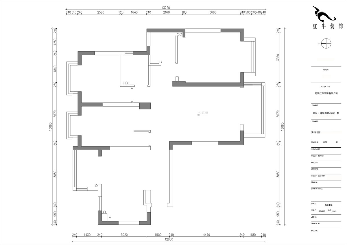 朱明琪｜海德北岸17-1-1401-120㎡-簡約風格｜3室2廳2衛(wèi)｜新房裝修｜定制家￥185496｜全包17萬｜00_01原始結構圖