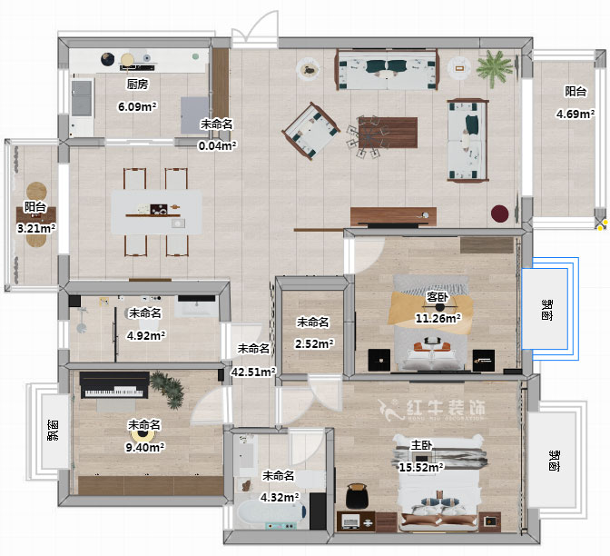 蔣?。愀窭锢瓥|苑6-302-130㎡-新中式風(fēng)格｜3室2廳2衛(wèi)｜舊房裝修｜定制家￥158973｜全包19萬(wàn)｜00_03平面彩圖