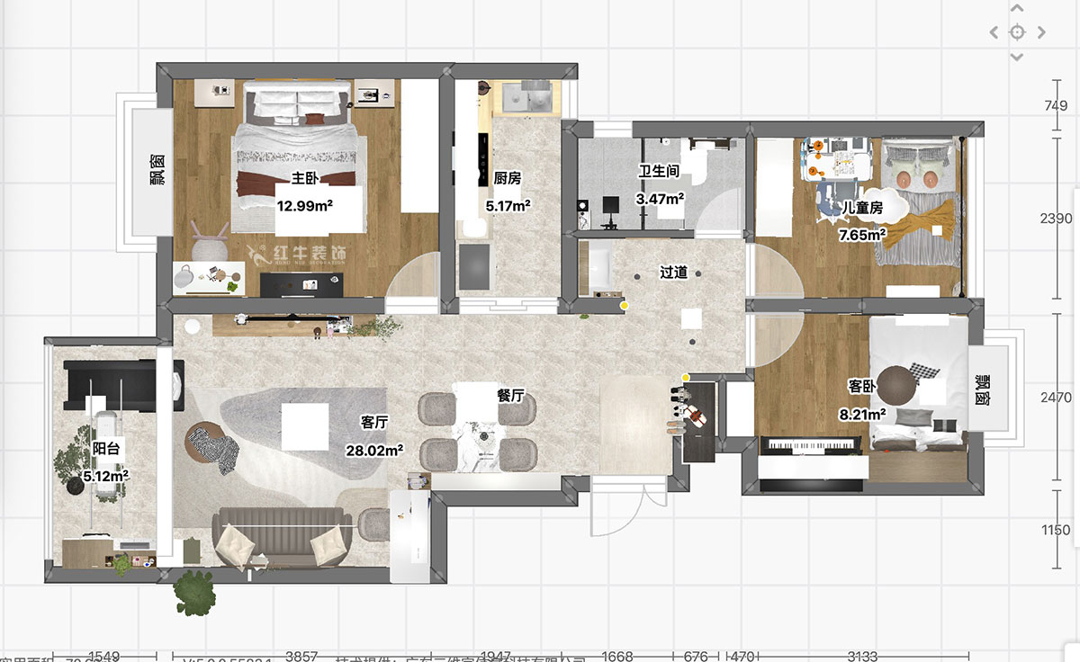 魏利利｜林景紫園26-404-89㎡-現(xiàn)代簡約風(fēng)格｜3室2廳1衛(wèi)｜婚房裝修｜定制家｜全包12萬｜00_03平面彩圖