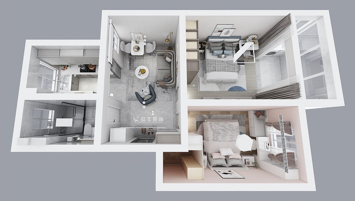 顧娟｜白馬山莊3-2-602-65㎡-現(xiàn)代風格｜2室1廳1衛(wèi)｜舊房裝修｜定制家｜全包11