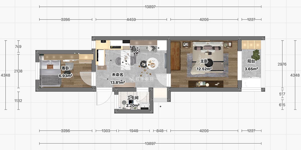顧娟｜衛(wèi)崗26號1-306-65㎡-現(xiàn)代風(fēng)格｜2室1廳1衛(wèi)｜舊房裝修｜定制家｜全包11