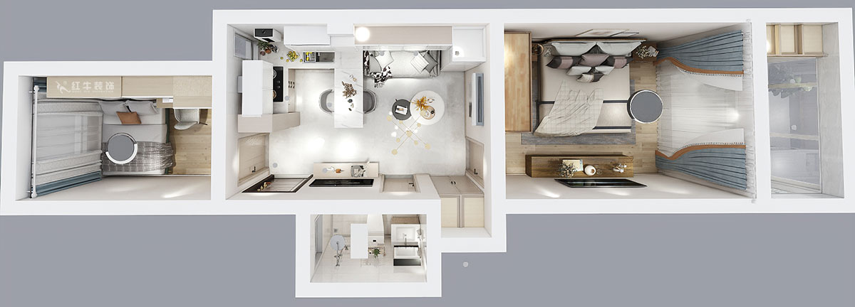 顧娟｜衛(wèi)崗26號1-306-65㎡-現(xiàn)代風(fēng)格｜2室1廳1衛(wèi)｜舊房裝修｜定制家｜全包11