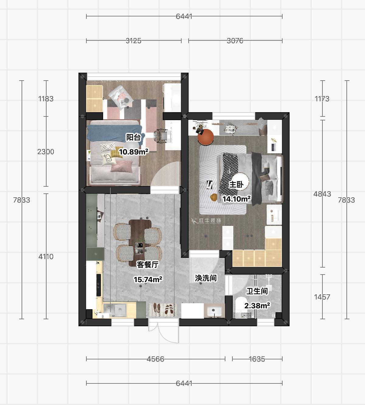 顧娟｜琵琶小區(qū)長生祠2-602-60㎡-現(xiàn)代簡約風格｜2室2廳1衛(wèi)｜舊房裝修｜定制家｜全包10