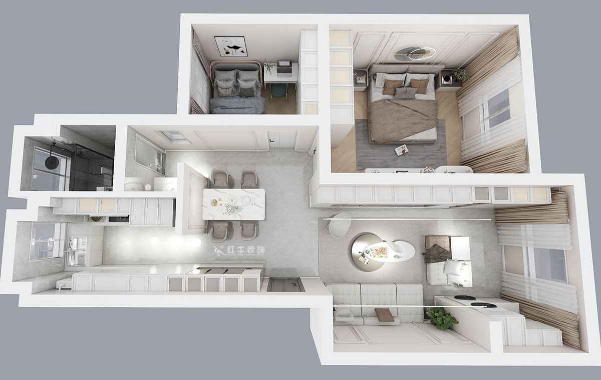 顧娟｜苜蓿園東街1號49-501-72㎡-現(xiàn)代簡約風(fēng)格｜2室2廳1衛(wèi)｜舊房裝修｜定制家｜全包11