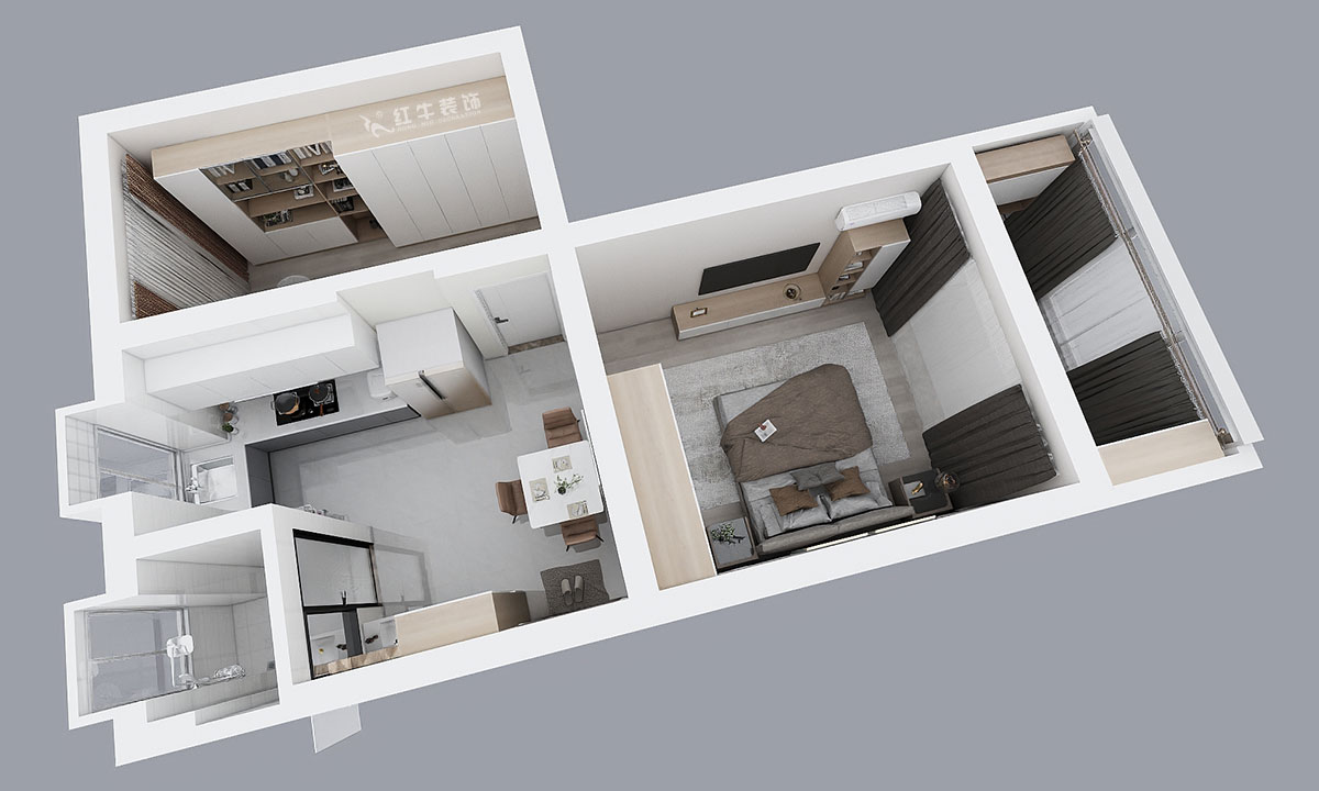 劉曉芳｜隨園10號2-501-51㎡-現(xiàn)代簡約風(fēng)格｜2室1廳1衛(wèi)｜老房裝修｜定制家￥86990｜全包8