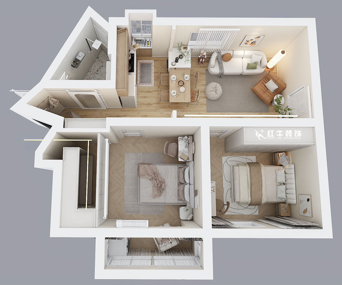 朱明琪｜瑞金新村23-504-1902-69㎡-現(xiàn)代簡約風格｜2室1廳1衛(wèi)｜老房翻新｜定制家｜全包12萬｜00_05鳥瞰圖