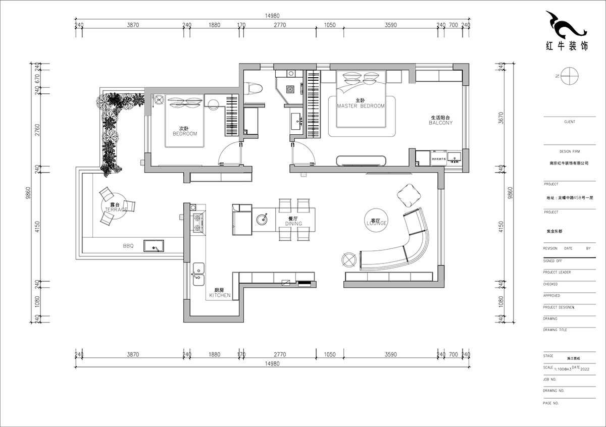朱明琪｜紫金東郡16-1-501-99㎡-法式奶油風｜2室1廳1衛(wèi)｜老房翻新｜定制家｜全包15萬｜00_02平面設計圖