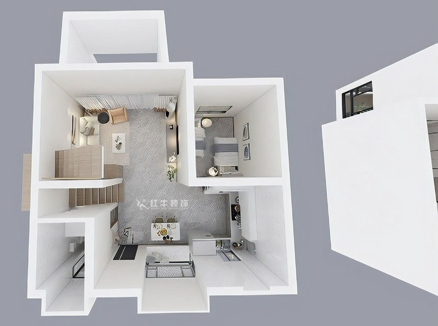 孟憲濤｜養(yǎng)龍山莊D-11B-120㎡-現(xiàn)代簡(jiǎn)約風(fēng)格｜3室2廳2衛(wèi)｜老房裝修｜定制家｜全包14萬｜00_06一樓鳥瞰