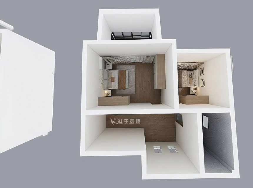 孟憲濤｜養(yǎng)龍山莊D-11B-120㎡-現(xiàn)代簡(jiǎn)約風(fēng)格｜3室2廳2衛(wèi)｜老房裝修｜定制家｜全包14萬｜00_07二樓鳥瞰