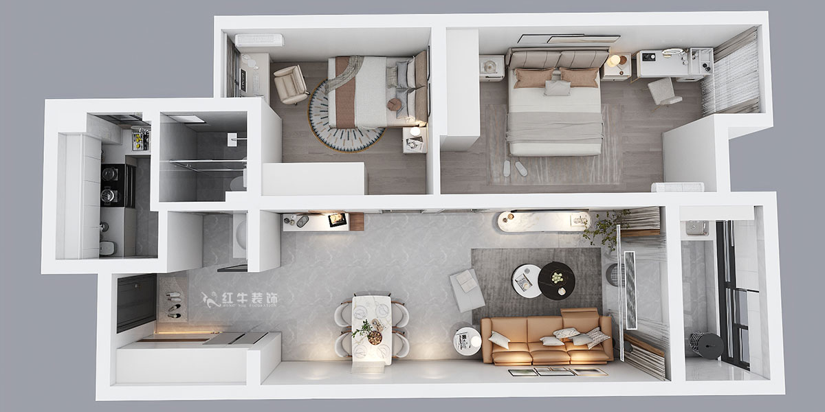 孟憲濤｜紫楊佳園2-505-85㎡-現(xiàn)代簡(jiǎn)約風(fēng)格｜2室2廳1衛(wèi)｜老房裝修｜定制家｜全包12萬(wàn)｜00_04鳥瞰圖