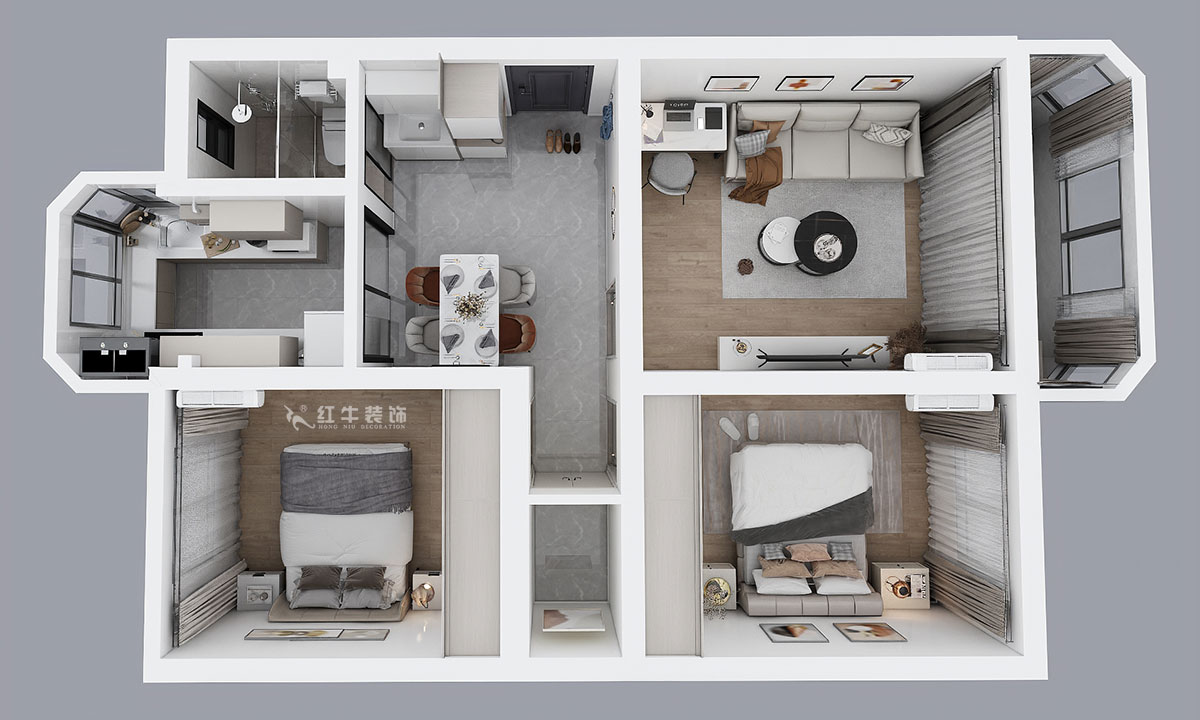 蔣琛｜農(nóng)科院住宅小區(qū)36-2-304-75㎡-現(xiàn)代簡約風(fēng)格｜3室1廳1衛(wèi)｜老房裝修｜定制家｜全包11萬｜00_04鳥瞰圖