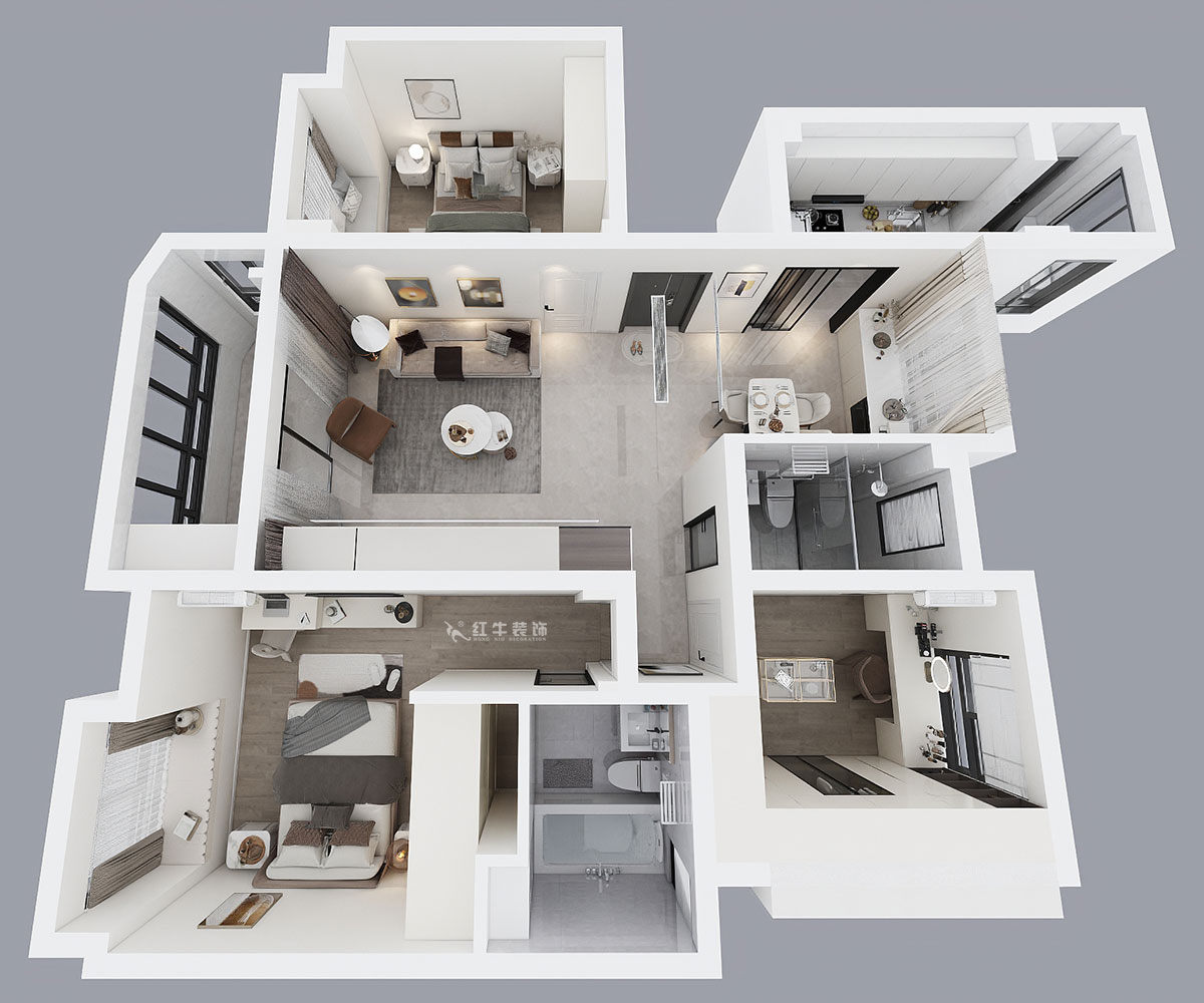 蔣琛｜明發(fā)香山郡24-503-125㎡-現(xiàn)代簡(jiǎn)約風(fēng)格｜3室2廳2衛(wèi)｜新房裝修｜定制家｜全包17萬(wàn)｜00_04鳥(niǎo)瞰圖