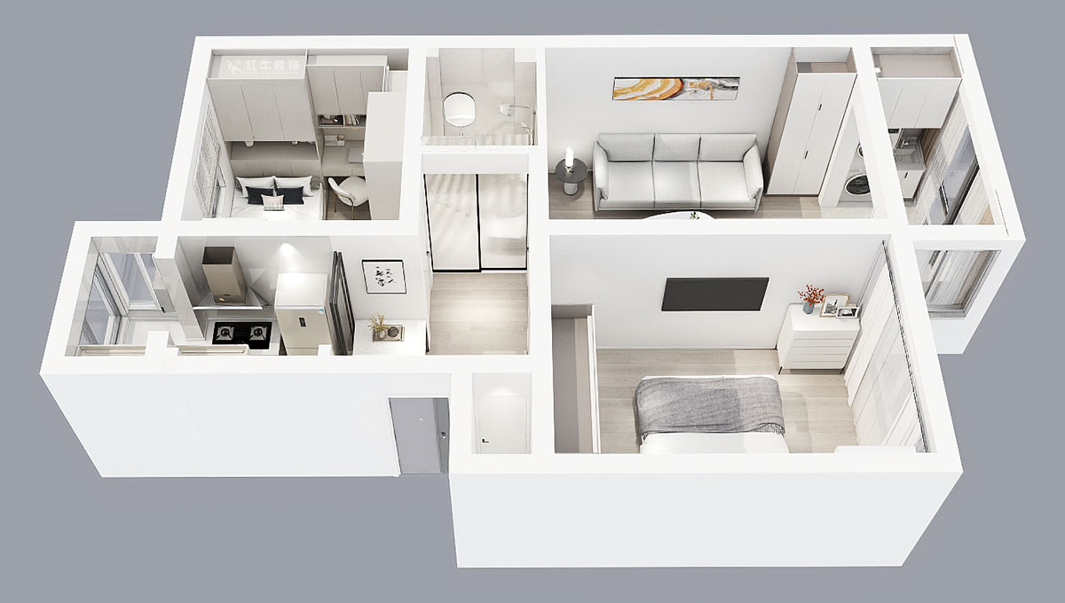 蔣琛｜安德里30號(hào)玻纖院小區(qū)14-103-65㎡-現(xiàn)代簡(jiǎn)約風(fēng)格｜3室1廳1衛(wèi)｜老房裝修｜定制家｜全包10萬(wàn)｜00_04鳥(niǎo)瞰圖