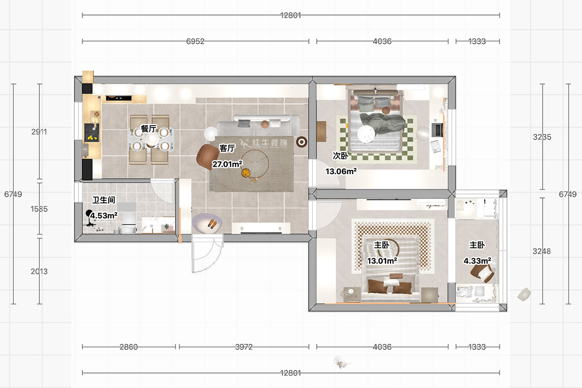 顧娟｜浦東路4號(hào)10-3-405-75㎡-現(xiàn)代簡約風(fēng)格｜2室2廳1衛(wèi)｜舊房裝修｜定制家｜全包12