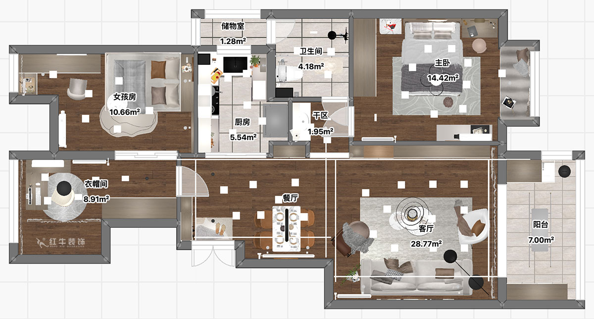 吳波｜紫金華府47-505-94㎡-現(xiàn)代簡(jiǎn)約風(fēng)格｜3室2廳1衛(wèi)｜新房裝修｜定制家｜全包12