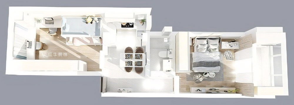 顧娟｜游府新村14-53-702-60㎡-現(xiàn)代簡約風(fēng)格｜2室2廳1衛(wèi)｜舊房裝修｜定制家｜全包11萬｜00_04鳥瞰圖