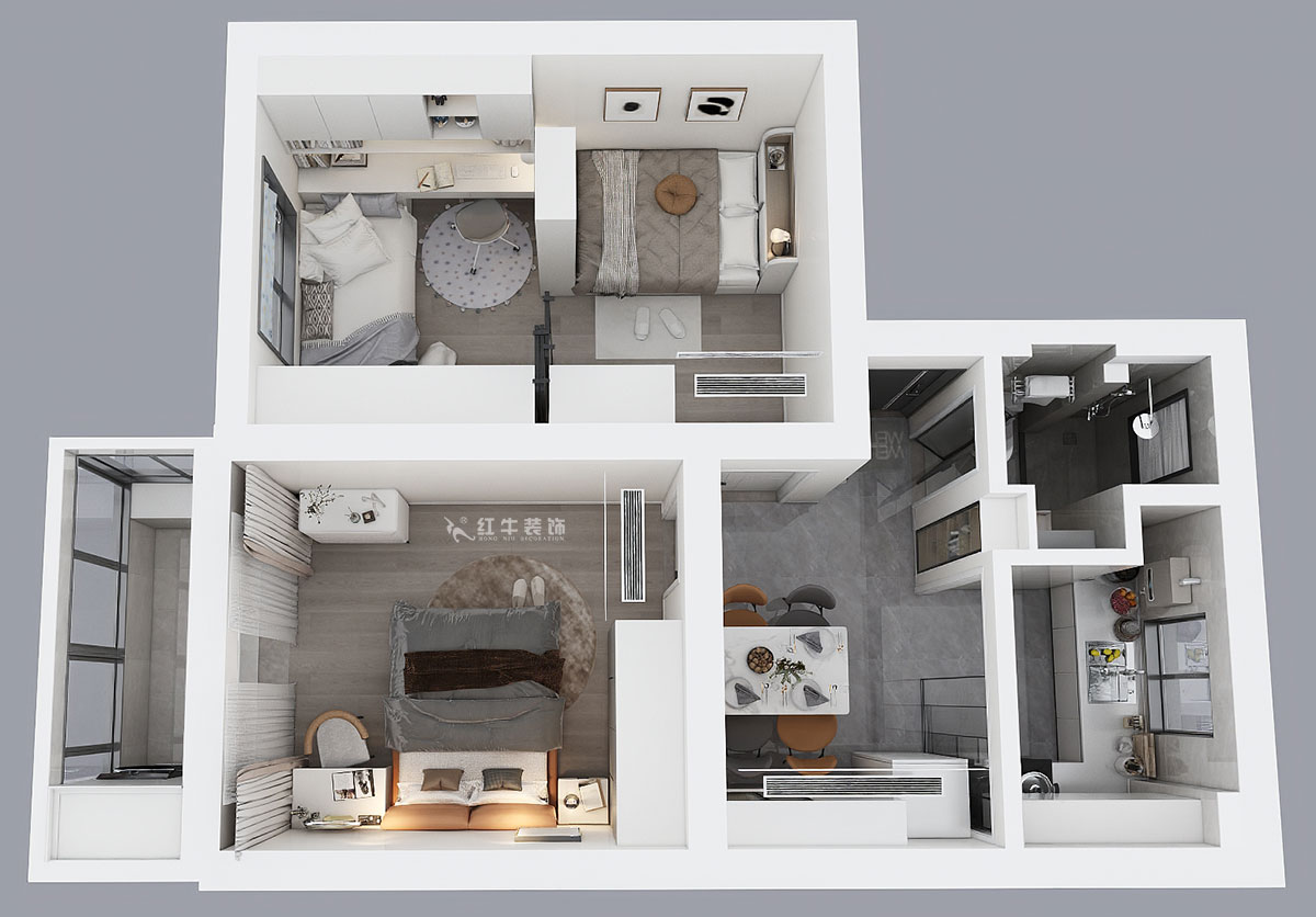 賈庭｜鹽倉(cāng)橋48號(hào)1-402-55㎡-現(xiàn)代風(fēng)格｜2室1廳1廚1衛(wèi)｜老房裝修｜定制家｜全包8