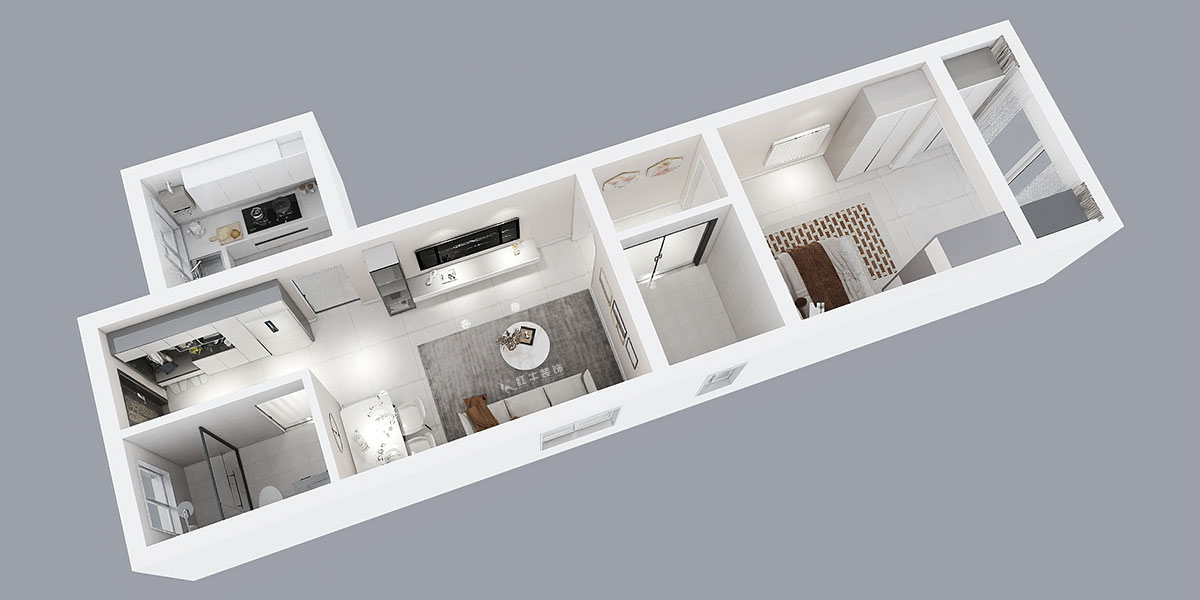 朱彥｜三條巷101-104-50㎡-簡(jiǎn)約風(fēng)格｜1室1廳1衛(wèi)｜老房裝修｜定制家｜全包10萬｜00_04鳥瞰圖