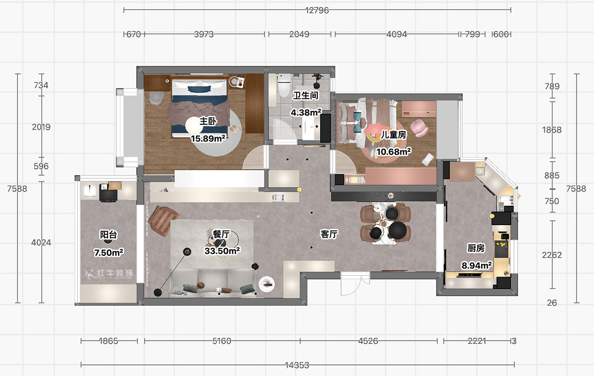 顧娟｜翠島花城柳絲苑5-804-98㎡-現(xiàn)代風格｜2室2廳1衛(wèi)｜舊房裝修｜定制家｜全包13