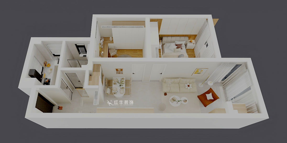 劉曉芳｜觀泓雅苑A區(qū)7-5-909-82㎡-原木奶油風｜2室2廳1衛(wèi)｜新房裝修｜定制家｜全包11