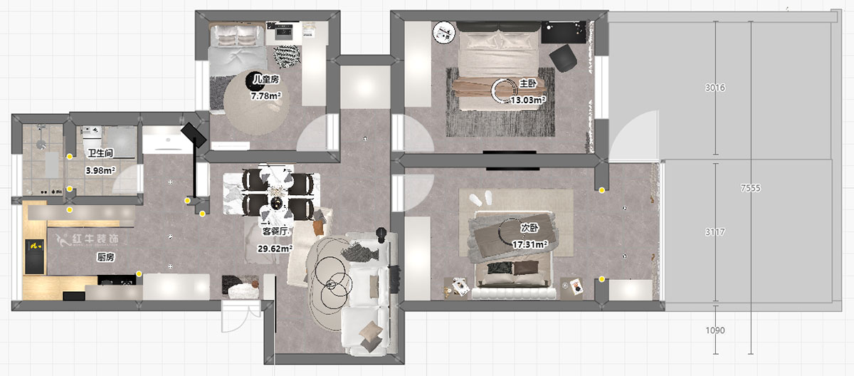 劉萍萍｜龍江寶地園24-104-94㎡-現(xiàn)代簡約風(fēng)格｜3室2廳1衛(wèi)｜老房裝修｜定制家｜全包12