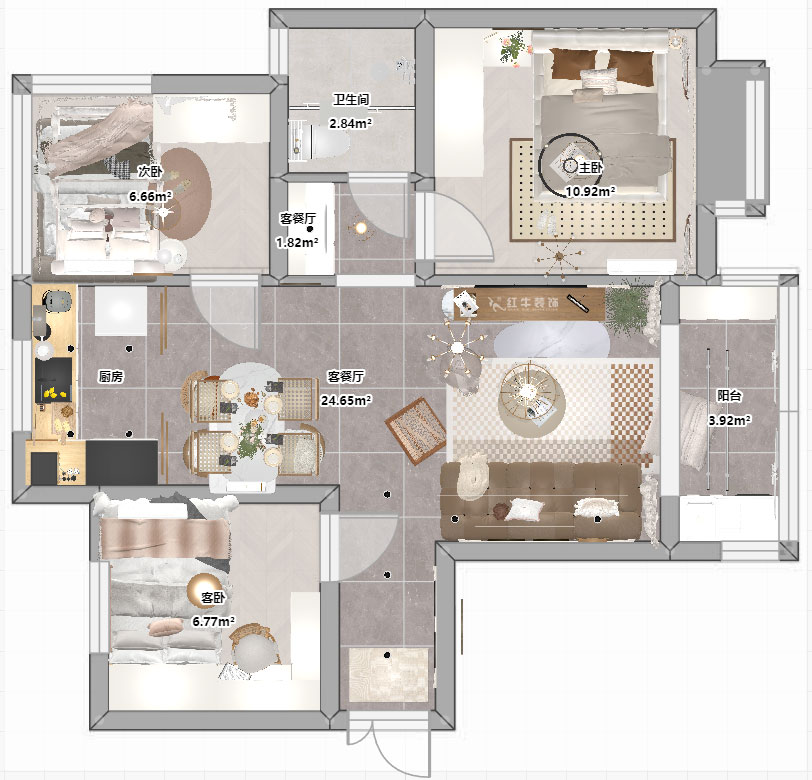 朱明琪｜招商蘭溪谷二期1-2-1104-75㎡-奶油風｜3室2廳1衛(wèi)｜老房裝修｜定制家｜全包10