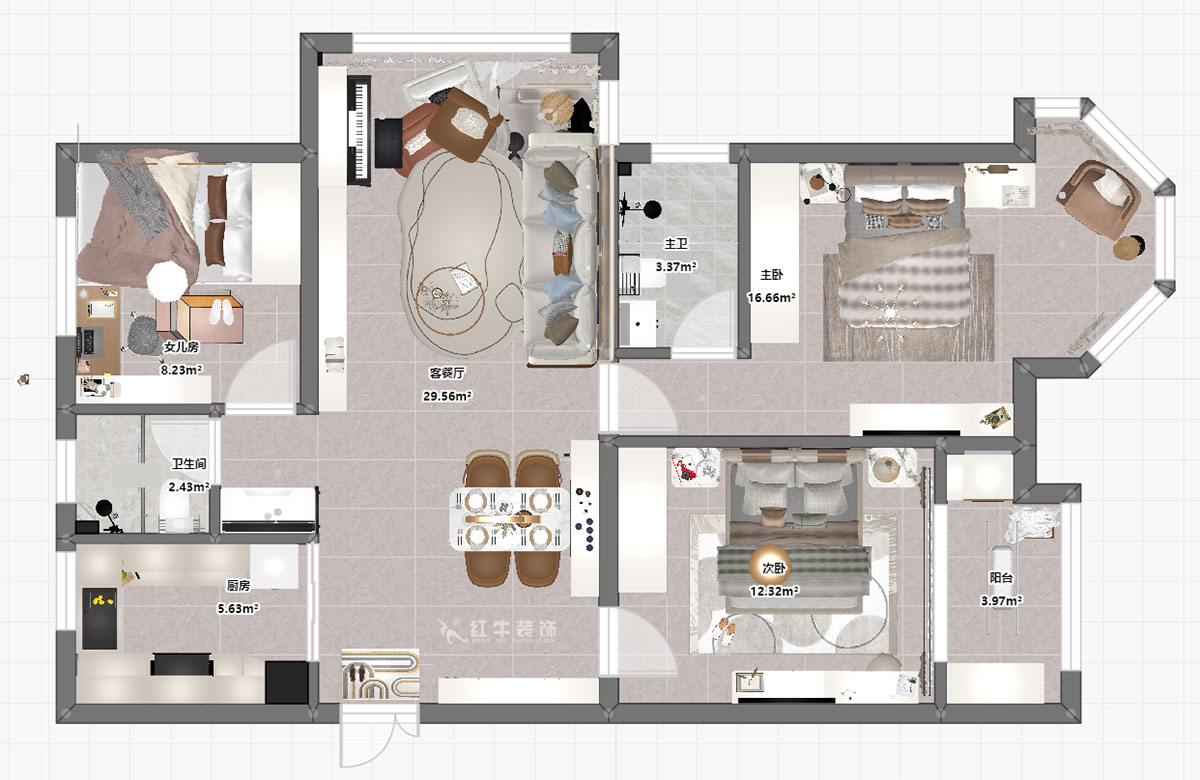 劉小勇｜中南世紀(jì)雅苑一期8-501-115㎡-現(xiàn)代簡(jiǎn)約風(fēng)格｜3室2廳1衛(wèi)｜新房裝修｜定制家｜全包16萬｜00_03平面彩圖