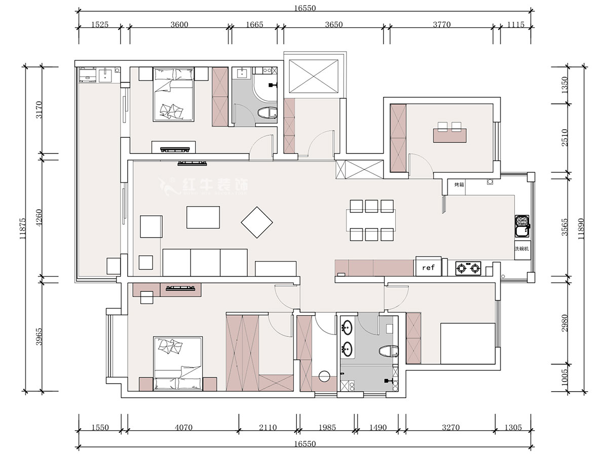 【實(shí)景案例】蔣?。幸卞\繡華府中苑-180㎡-新中式風(fēng)格｜5室2廳2衛(wèi)｜新房裝修｜定制家｜全包28萬｜00_02平面布置圖