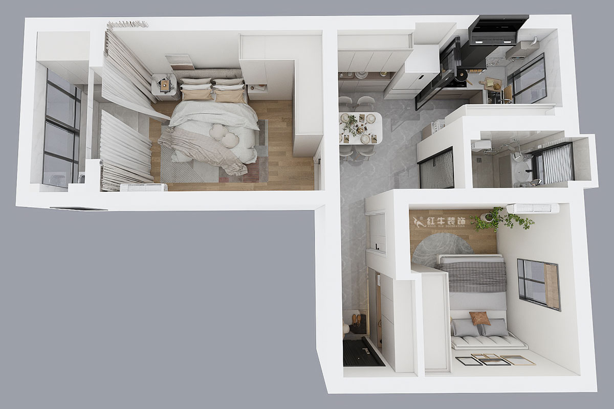 朱明琪｜碑亭巷139號2-503-57㎡-現(xiàn)代風格｜2室1廳1衛(wèi)｜老房改造｜定制家｜全包12萬｜00_04鳥瞰圖