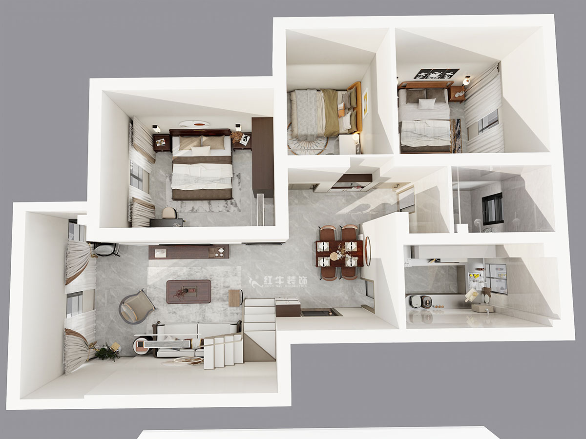 孟憲濤｜攝山星城步青苑18-2-604-120㎡-現(xiàn)代簡約風格｜4室2廳2衛(wèi)｜毛坯房裝修｜定制家｜全包16萬｜00_07鳥瞰圖