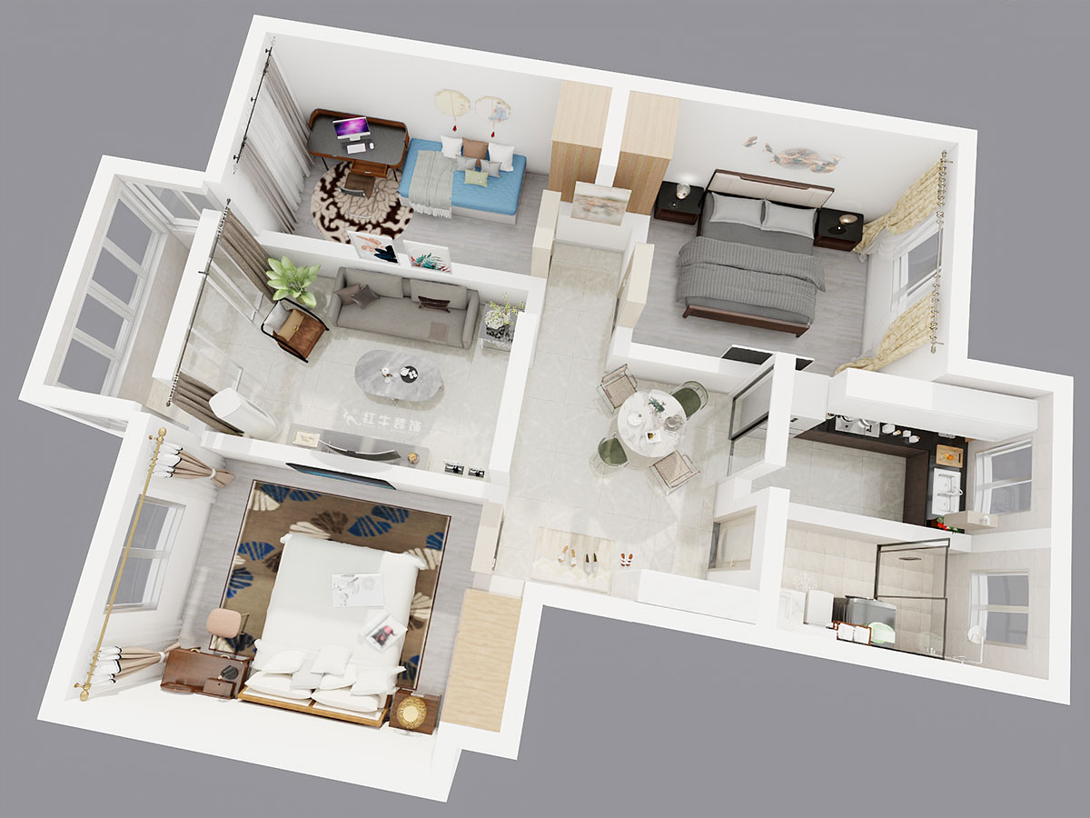 魏利利｜明故宮9號3-402-90㎡-現(xiàn)代簡約風格｜3室2廳1衛(wèi)｜老房改造｜定制家｜全包11