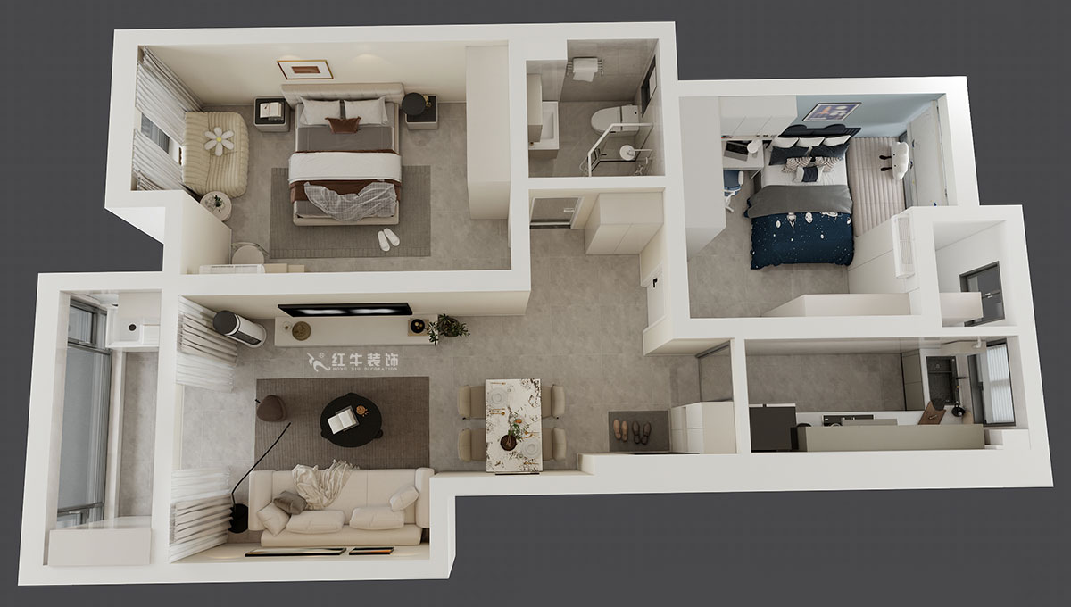 賈庭｜萬達(dá)紫金明珠20-3-606-86㎡-現(xiàn)代風(fēng)格｜2室2廳1廚1衛(wèi)｜老房裝修｜定制家｜全包11