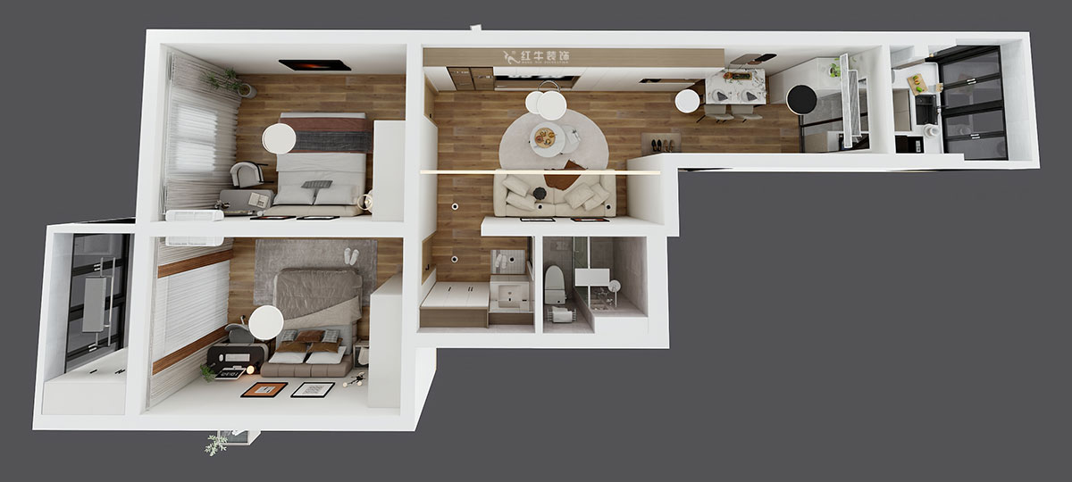 朱彥｜東大影壁1號(hào)304-79㎡-簡(jiǎn)約風(fēng)格｜2室2廳1衛(wèi)｜老房裝修｜定制家｜全包11萬(wàn)｜00_04鳥(niǎo)瞰圖