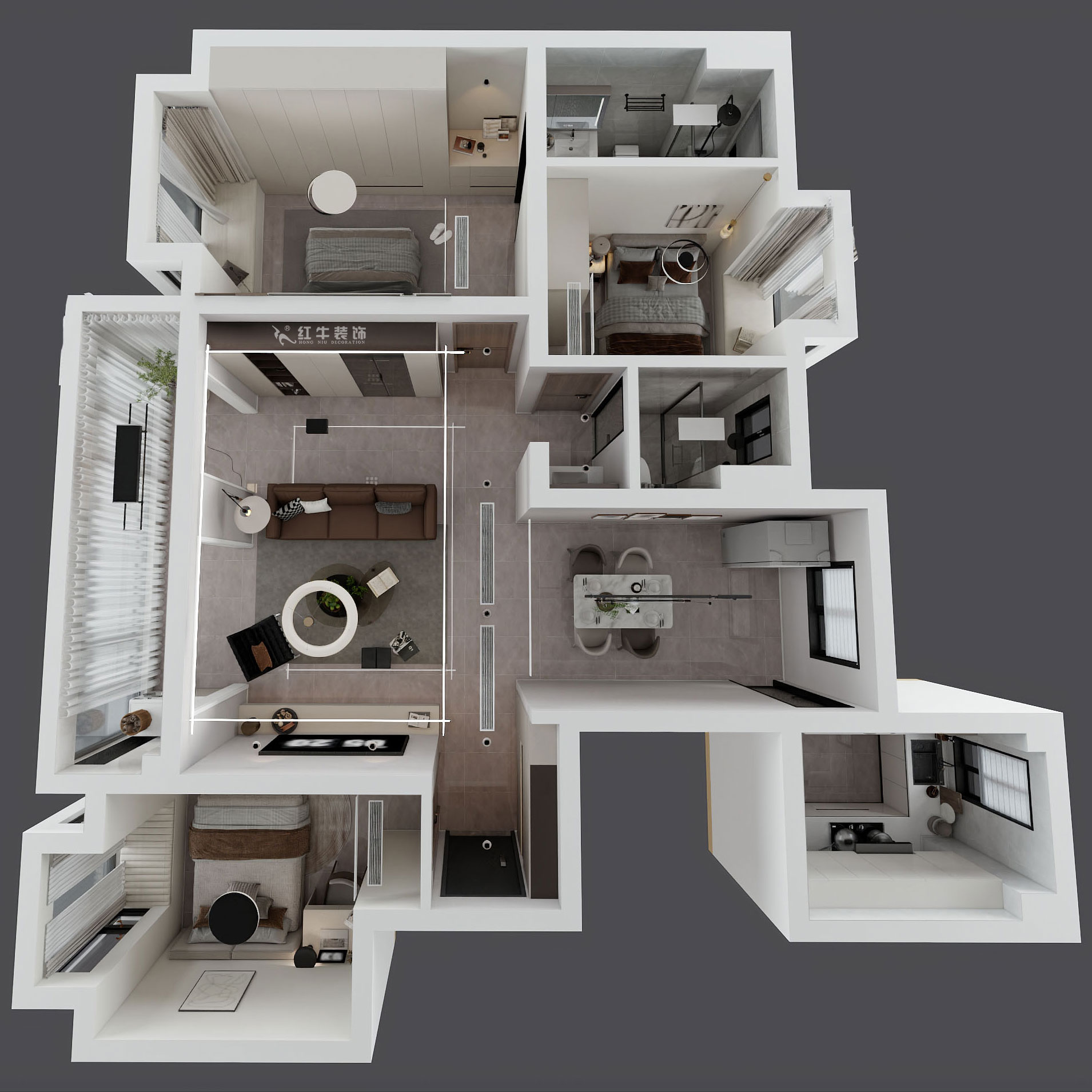 朱彥｜鐘山峰景5-1102-128㎡-現(xiàn)代簡(jiǎn)約風(fēng)格｜3室2廳2衛(wèi)｜精裝修改造｜定制家｜全包14萬｜00_04鳥瞰圖